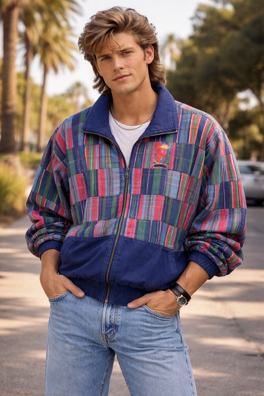 Vintage Lavon Sport Golf Color Block Printed Jacket Crown Embroidery Size M